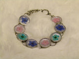 Silver Bracelet with Forget-Me-Not and Plum Blossoms
