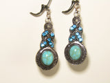 Turquoise Earrings with Blue Rhinestones