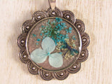 Sterling Silver Necklace with Aquamarine Flowers