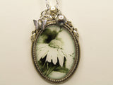 Black and White Cone Flower Necklace
