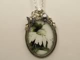 Black and White Cone Flower Necklace